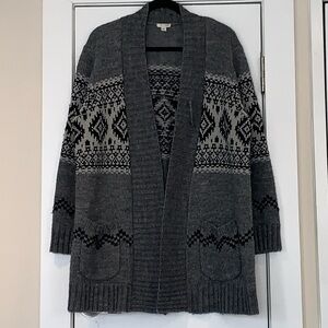 J. Jill Southwest Wool Blend Open Front Cardigan Sweater L